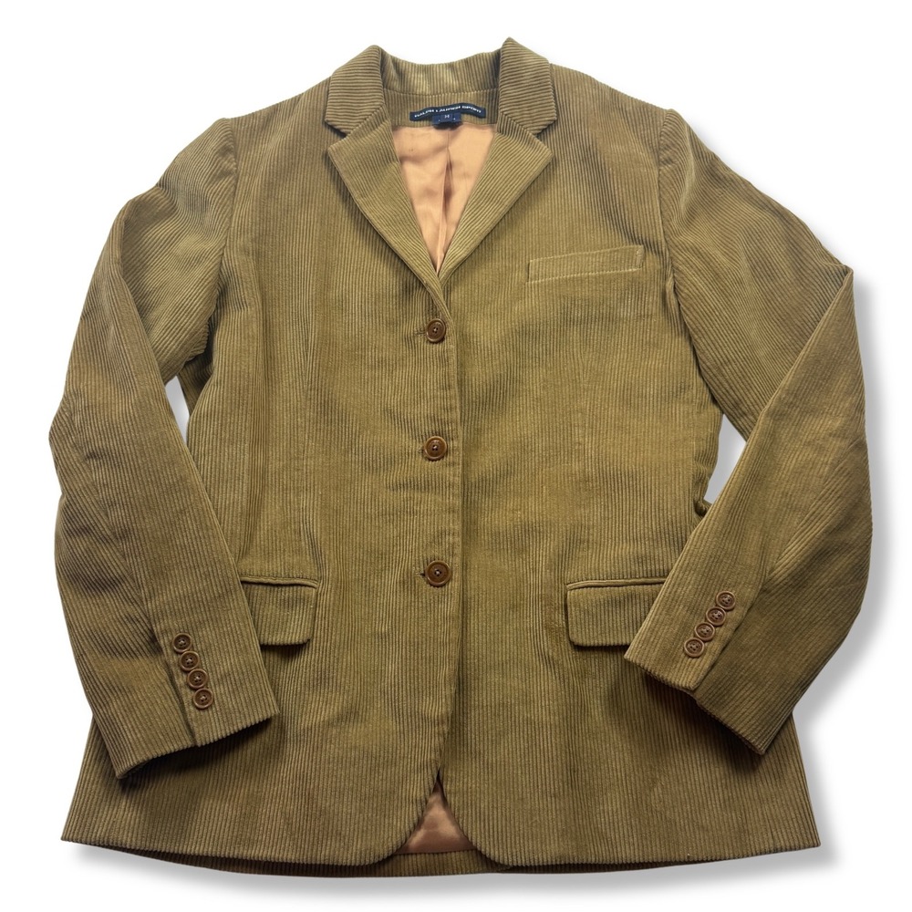 Ralph Lauren Sport Corduroy Blazer Jacket Tan Union Made USA Womens Size 14